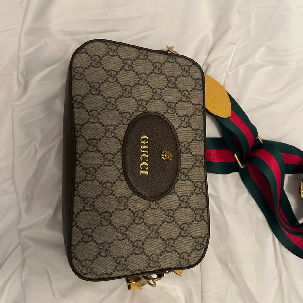 Beige shoulder bag or Crossbody with Gold Accents